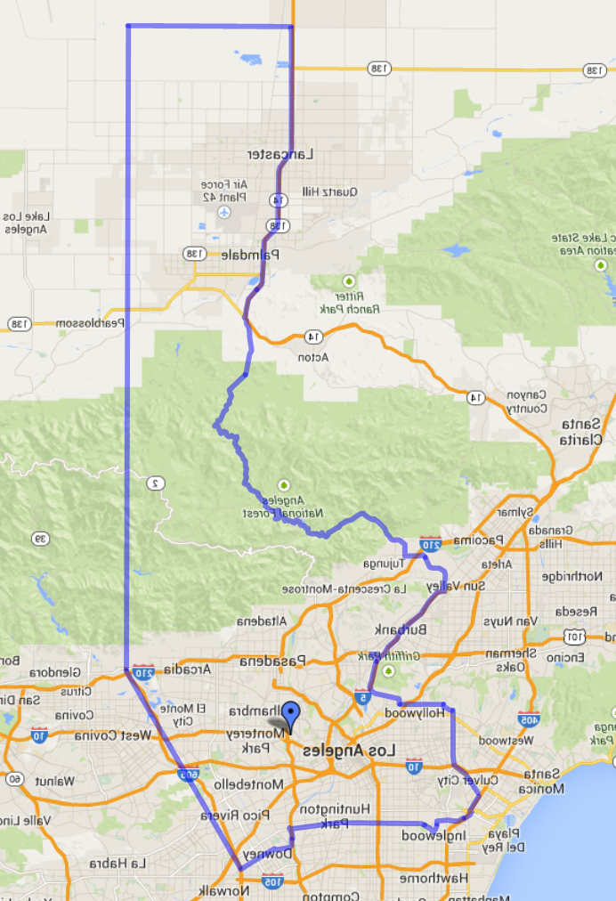 加州地图.A.'s Local Service area outlined